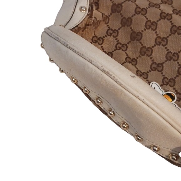 Gucci Tote Bag STUDDED Shoulder Bag RED Green Strap IVORY LEATHER added patch - Picture 13 of 16